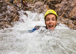 White water swimming in the wild Lech.